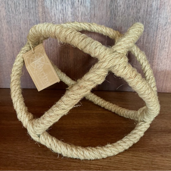 ROPE/JUTE WRAPPED SPHERE / NEW WITH TAG /NAUTICAL HOME DECOR - BEACH /LAKE HOUSE - Picture 1 of 6